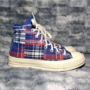 Converse Chuck 70 Hi Rush Blue Plaid Sneakers Shoes